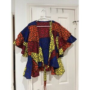 African Print Wrap Around Jacket Handmade Authentic